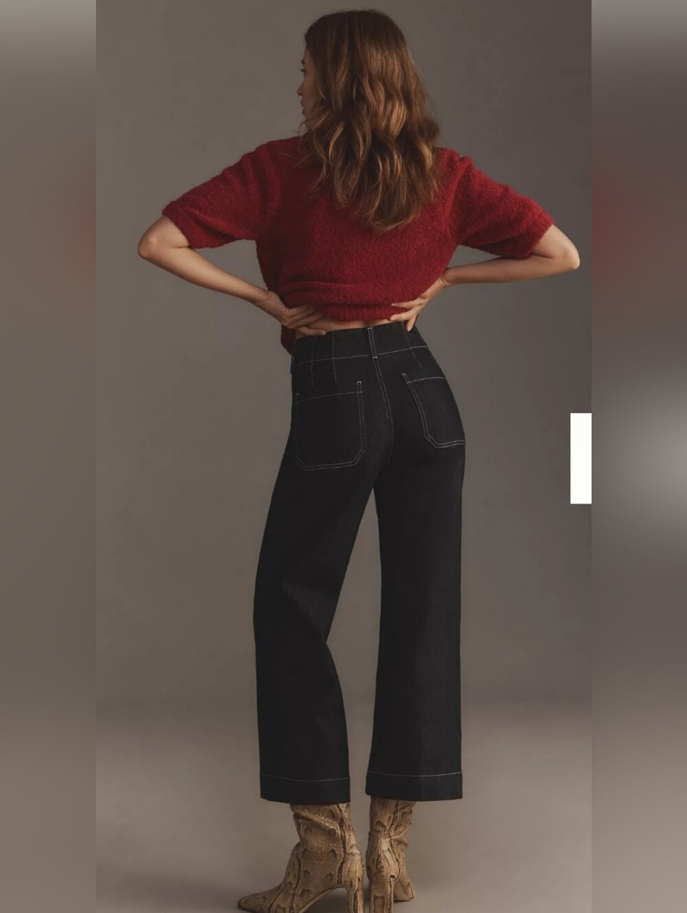 Maeve Colette High-Rise Wide-Leg Cropped Jeans Size 30 Rinsed denim